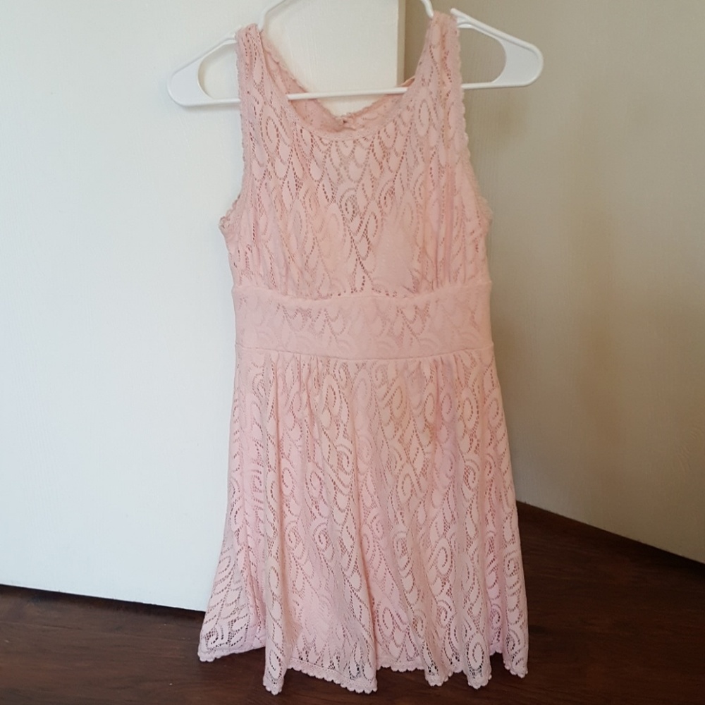 Short Pink lace overlay dress